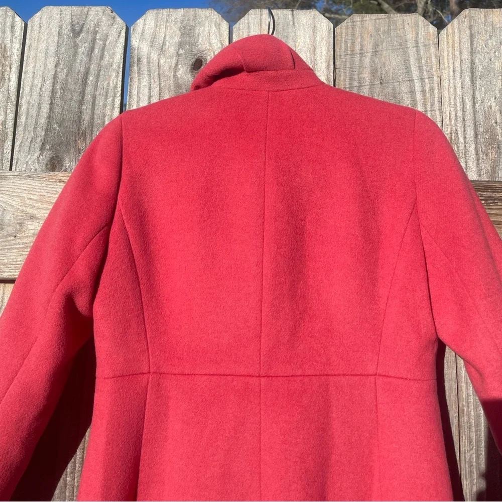 J Crew Uptown Ruffle Car Coat Women's Salmon Pink Coat Size 0 - Picture 10 of 16